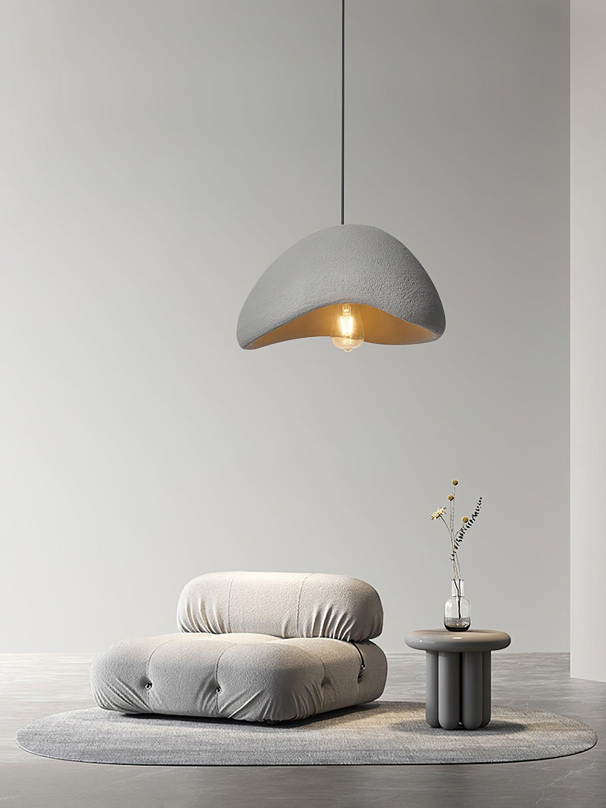 Spherical Hanging Ceiling Light Fixture with Adjustable Drop Length for Kitchen Island Dining Room Bedroom | Gray White LED Compatible Indoo