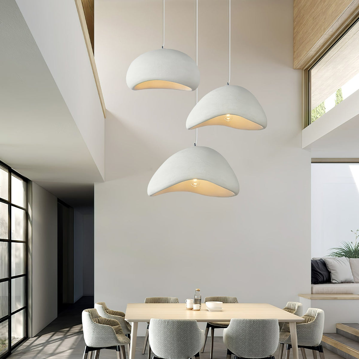Spherical Hanging Ceiling Light Fixture with Adjustable Drop Length for Kitchen Island Dining Room Bedroom | Gray White LED Compatible Indoo