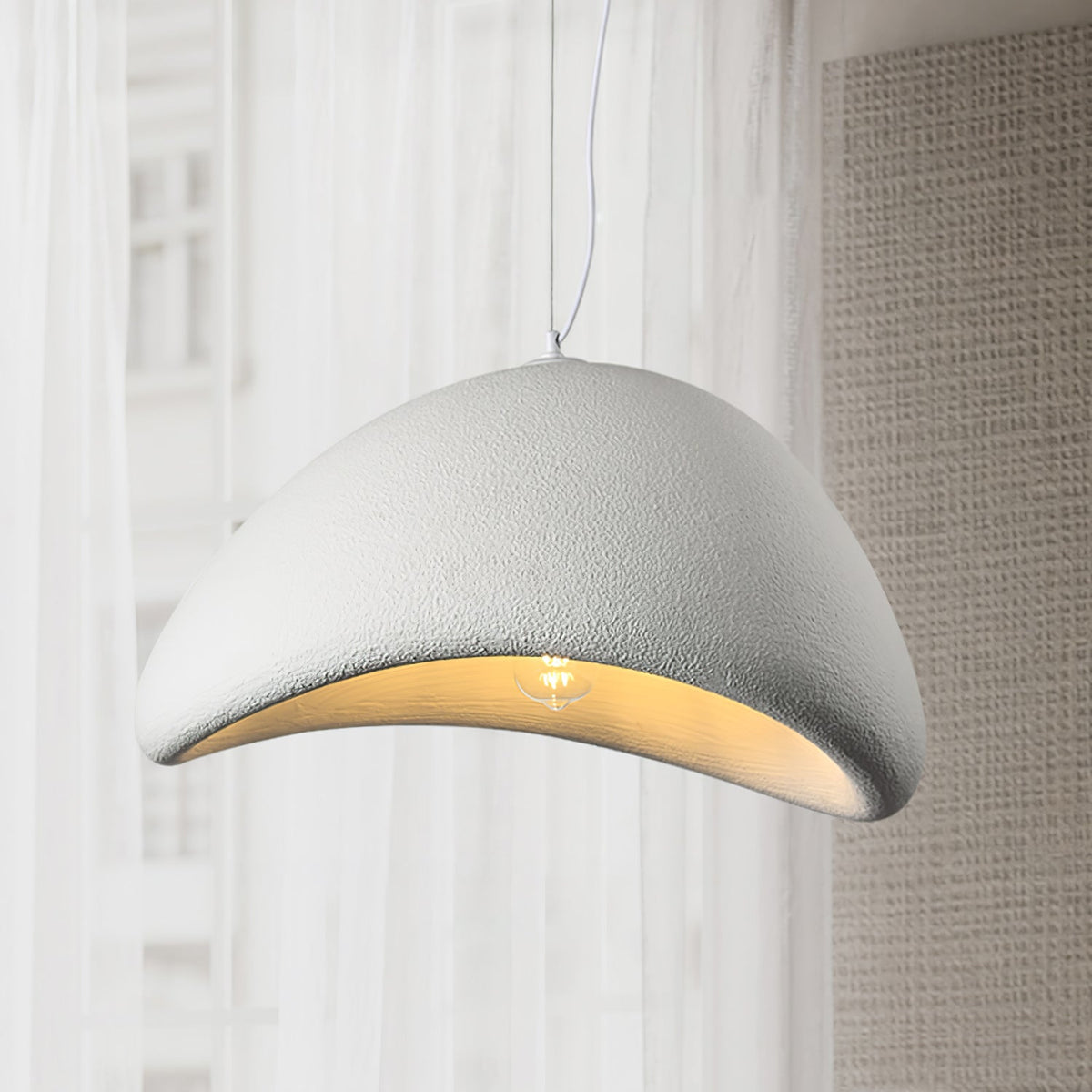 Spherical Hanging Ceiling Light Fixture with Adjustable Drop Length for Kitchen Island Dining Room Bedroom | Gray White LED Compatible Indoo
