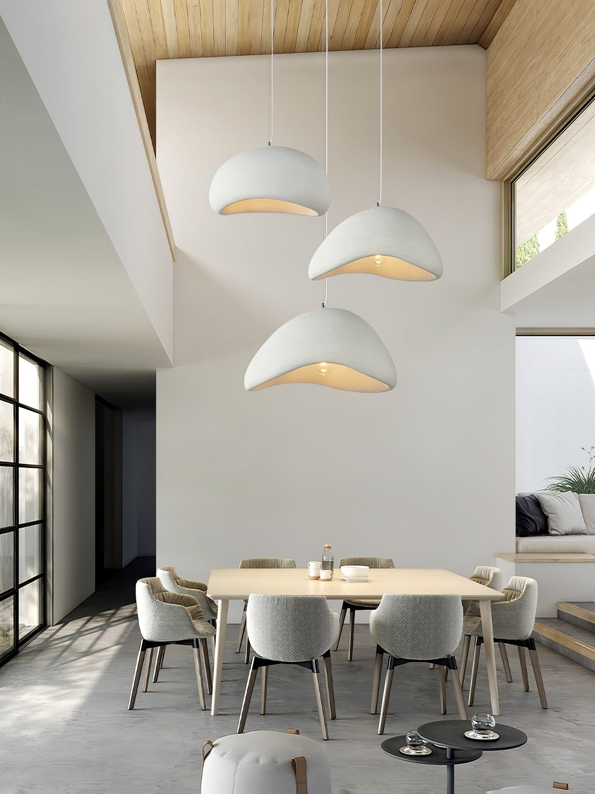 Spherical Hanging Ceiling Light Fixture with Adjustable Drop Length for Kitchen Island Dining Room Bedroom | Gray White LED Compatible Indoo