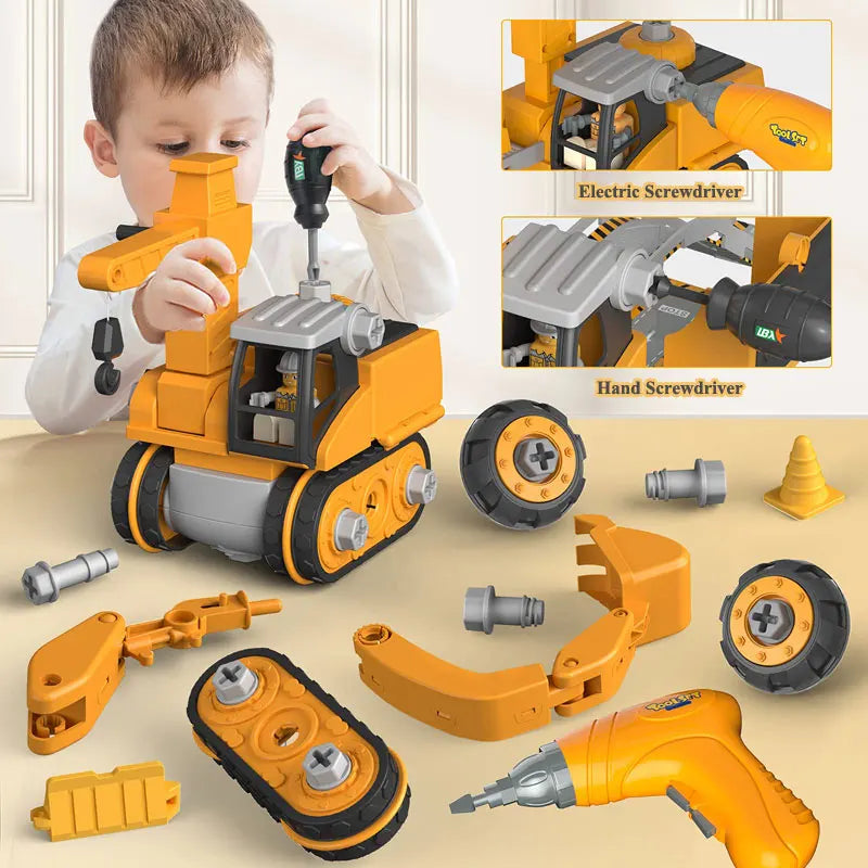 Educational Construction Vehicle Building Set for Kids Ages 4+ with 120+ Pieces & Assembly Tools