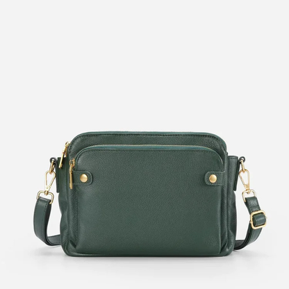 Full-Grain Leather Shoulder Bag with Integrated Wallet & Card Slots - Spacious Crossbody Purse for Women - Adjustable Strap Handbag for