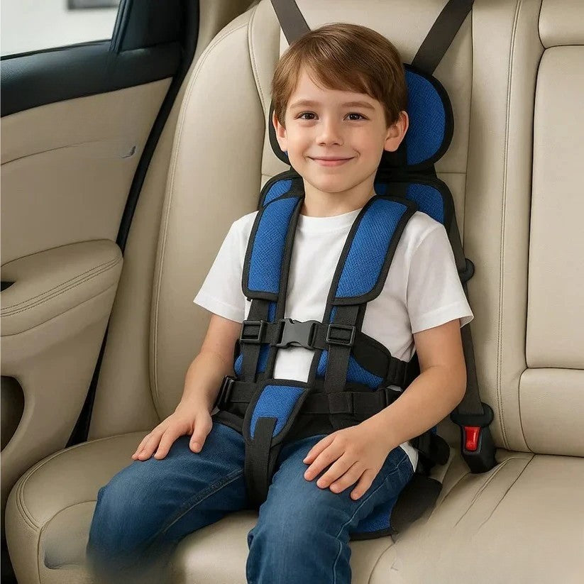 Portable Child Safety Harness Seat for Travel with 5-Point System Gray Foldable Booster for Taxis Rental Cars Everyday Outings Toddlers Kids