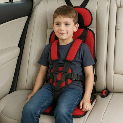 Portable Child Safety Harness Seat for Travel with 5-Point System Gray Foldable Booster for Taxis Rental Cars Everyday Outings Toddlers Kids