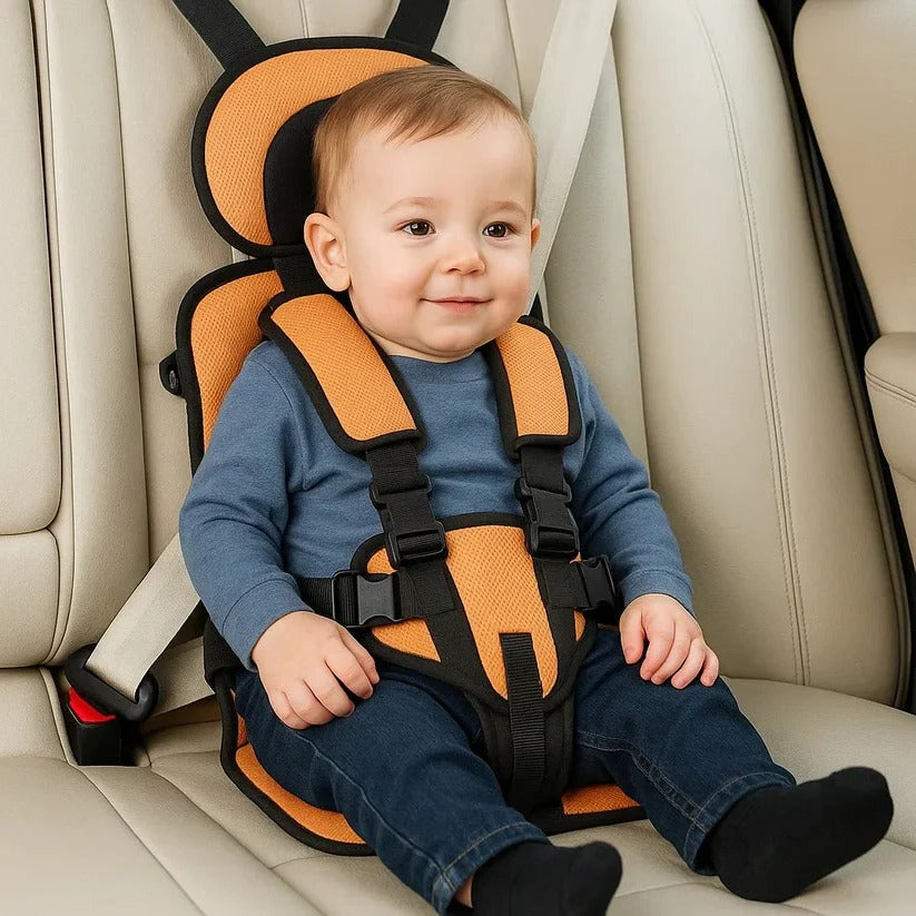 Portable Child Safety Harness Seat for Travel with 5-Point System Gray Foldable Booster for Taxis Rental Cars Everyday Outings Toddlers Kids