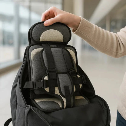Portable Child Safety Harness Seat for Travel with 5-Point System Gray Foldable Booster for Taxis Rental Cars Everyday Outings Toddlers Kids