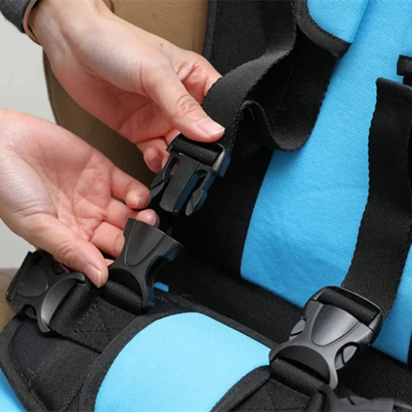 Portable Child Safety Harness Seat for Travel with 5-Point System Gray Foldable Booster for Taxis Rental Cars Everyday Outings Toddlers Kids
