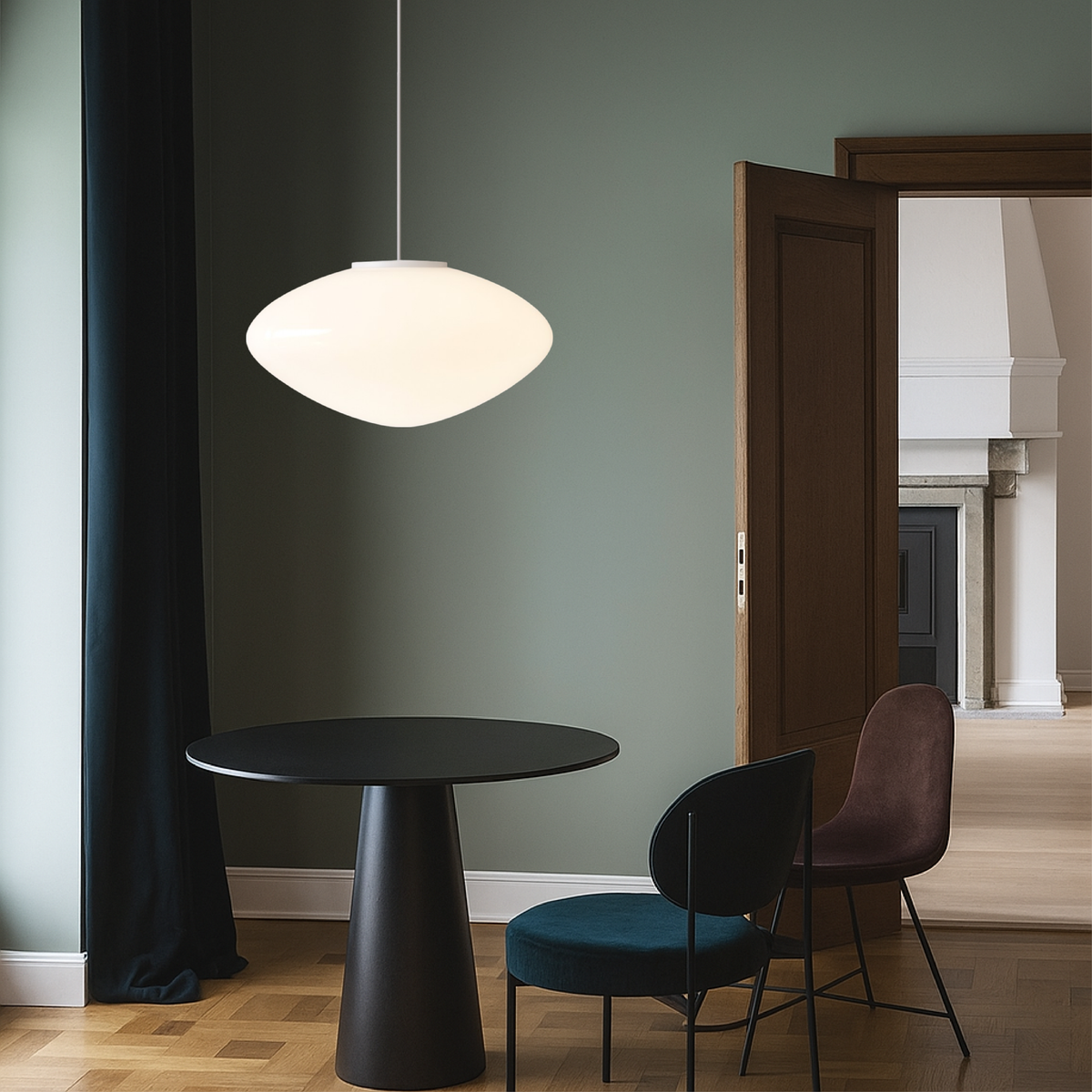 LED Glass Globe Hanging Light Fixture Adjustable Height White Shade for Kitchen Island Dining Room Ceiling Mount E27 Socket Modern Minimalis