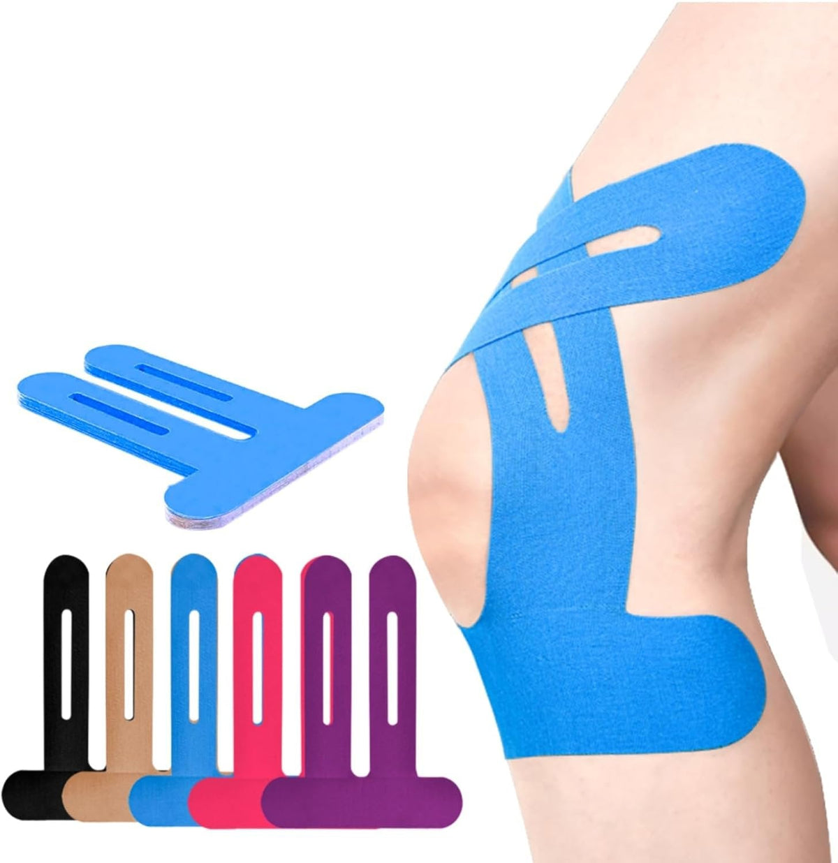 Pre-Cut Kinesiology Knee Tape for Joint Support & Stability During Sports | Athletic Knee Brace Alternative | Breathable Elastic