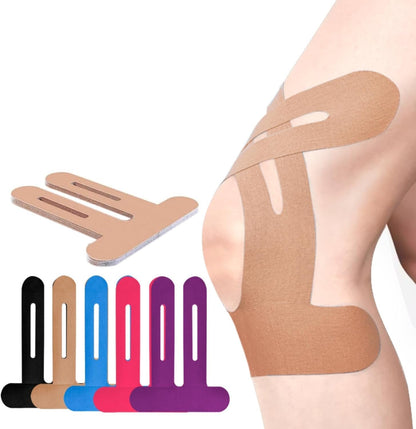 Pre-Cut Knee Support Tape for Sports | Breathable Athletic Kinesiology Brace | Elastic Joint Stabilizer for Running, Gym & Training | Waterp
