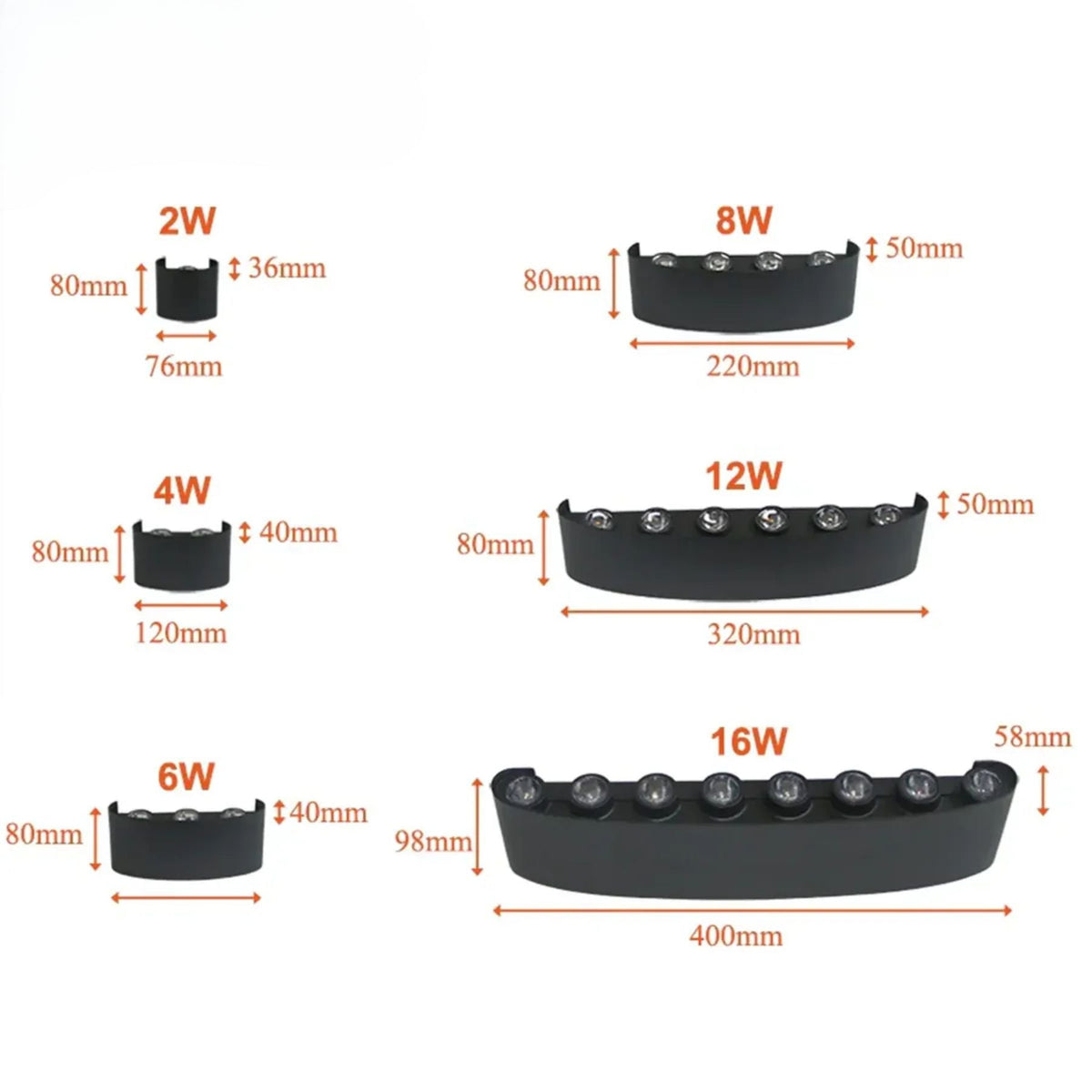 Weatherproof Sconce Fixture 8 in LED Up-Down Beam Black White for Exterior Front Door Hallway Patio Garden Modern Aluminum IP65 Architecture