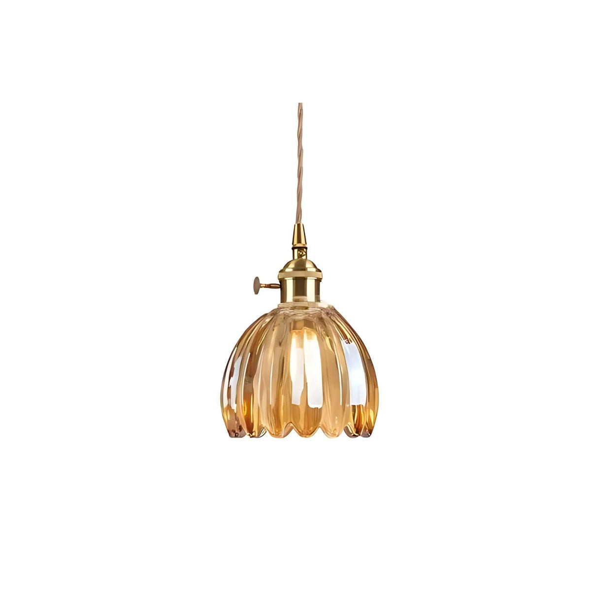 Glass Drop Ceiling Light E27 Socket Amber Shade for Kitchen Island Dining Room Hallway Living Room Retro Tulip Hanging Fixture Modern Farmho