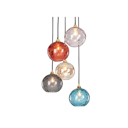 Spherical Glass Ceiling Fixture E26 Socket 8-Inch Gray Shade for Dining Areas Bedrooms Kitchens Adjustable Cord Ambient Fixture