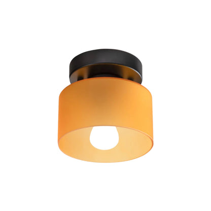 Flush Mount Glass Dome Ceiling Light E26 Socket Amber Globe for Kitchen Entryway Bedroom Low Profile Vintage Style Home Lighting Fixture