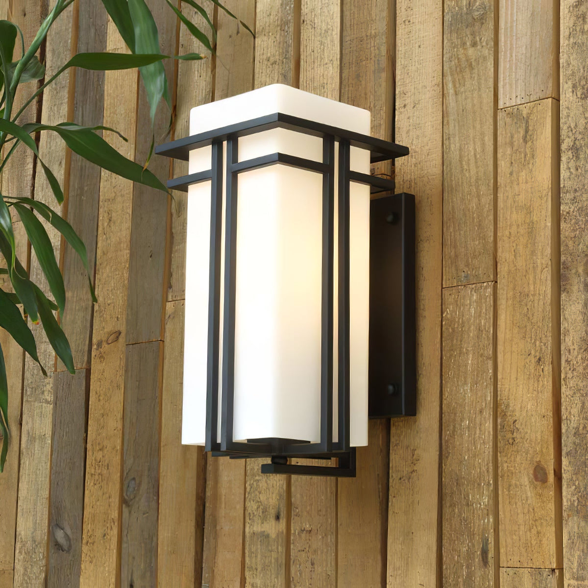 Outdoor Sconce Iron Frosted Glass E26 Socket Weatherproof Matte Black 60W Entryway Porch Garden Wall-Mount Fixture for Exterior Lighting