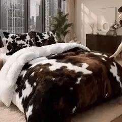 Western Style Bedspread Set with Cowhide Design
