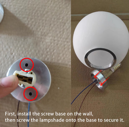 Glass Sconce Modern White Light Fixture 6 Inch G9 Socket Hardwired for Bedroom Hallway Bathroom Indoor Ambient Lighting 110V-120V Compact De