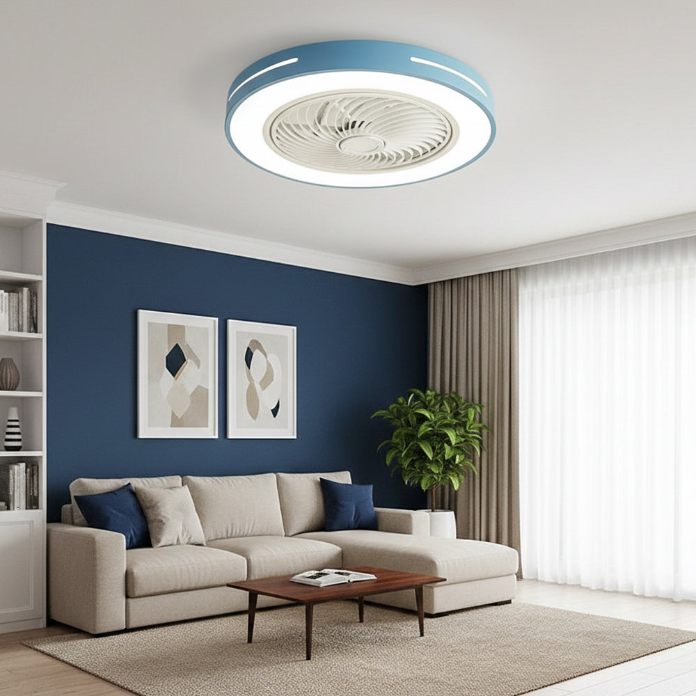 Indoor Fan with Integrated Lighting 24-Inch Diameter Acrylic Blade Assembly Adjustable Speed and Brightness for Bedrooms Living Rooms Dining