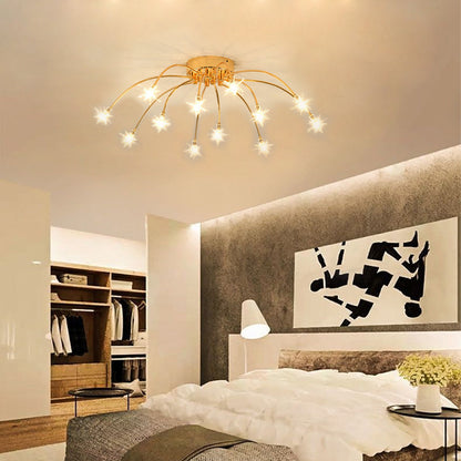 Semi Flush Mount Ceiling Light 24 Inch Glass & Metal LED Fixture for Bedroom Dining Room Contemporary Home Lighting