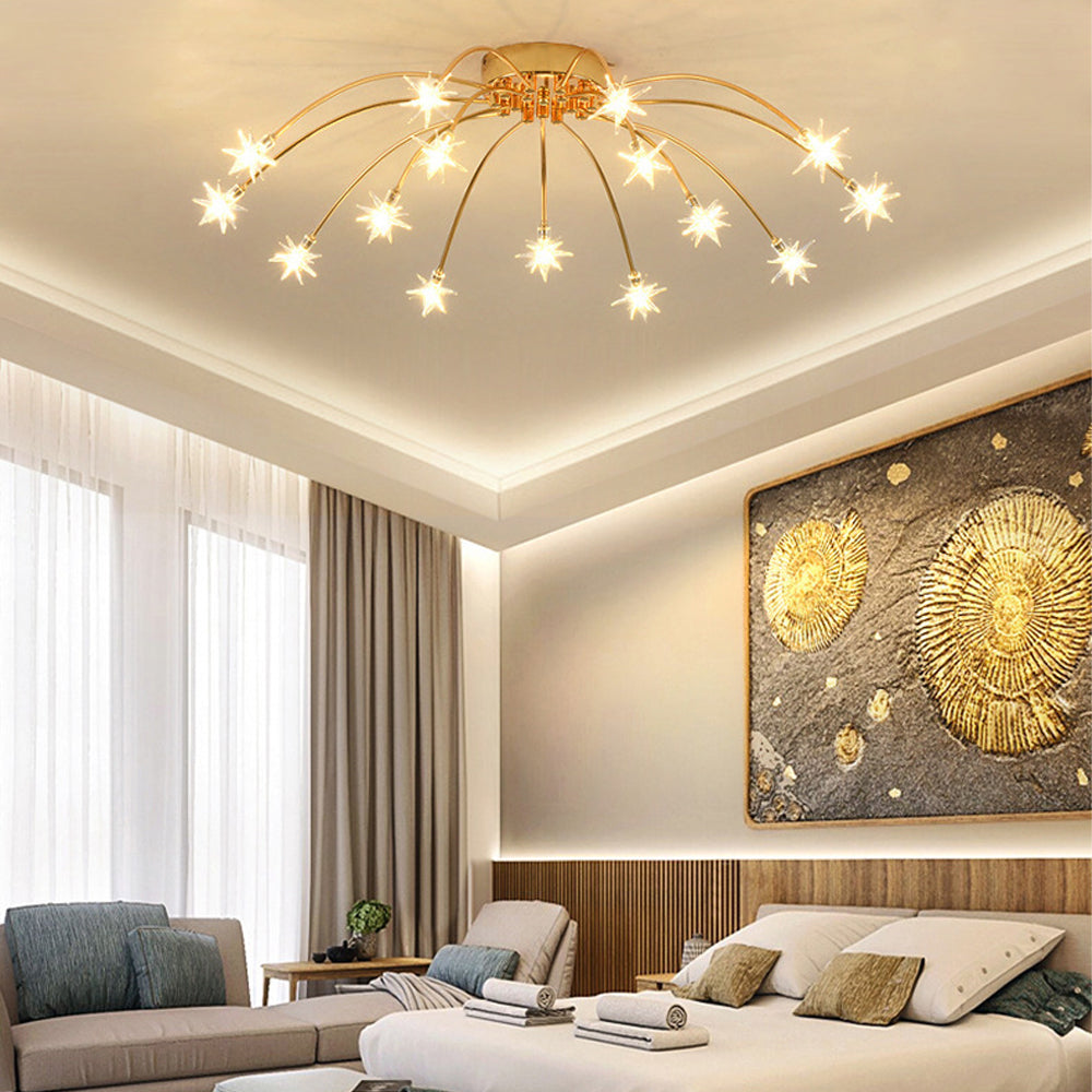 Semi-Flush LED Overhead Light Metal Glass 24-45 inch Diameter Adjustable Brightness Dining Room Living Room Bedroom Contemporary Home Ceilin
