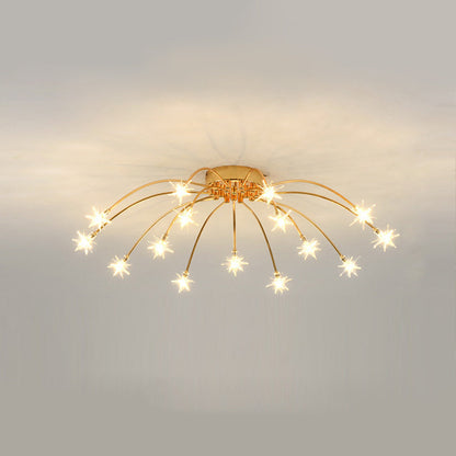 Semi-Flush LED Overhead Light Metal Glass 24-45 inch Diameter Adjustable Brightness Dining Room Living Room Bedroom Contemporary Home Ceilin