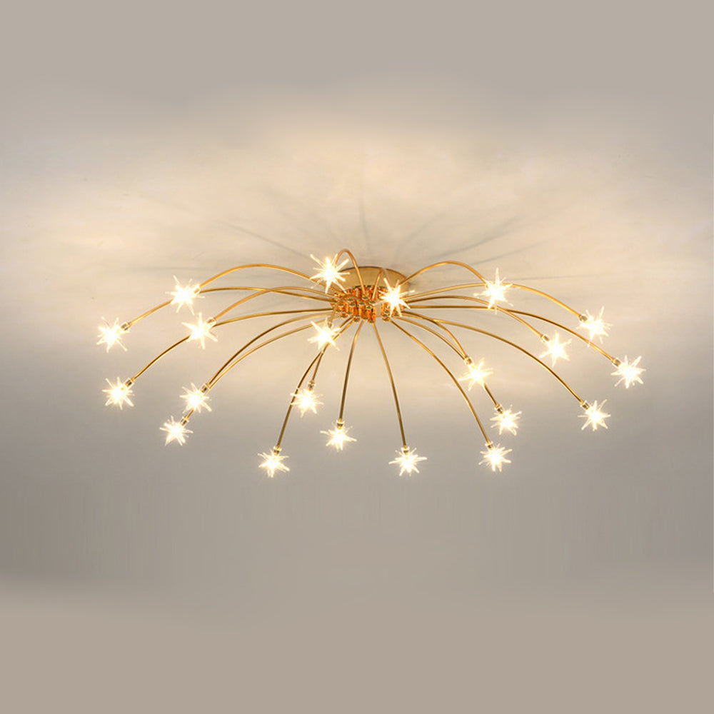 Semi-Flush LED Ceiling Light Metal & Glass 24-45 in Diameter for Bedroom Living Room Dining Room Modern Indoor Overhead Fixture 45W Integrat