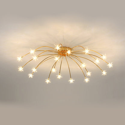 Semi-Flush LED Ceiling Light Metal & Glass 24-45 in Diameter for Bedroom Living Room Dining Room Modern Indoor Overhead Fixture 45W Integrat