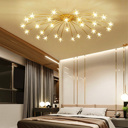 Semi-Flush LED Ceiling Light Metal & Glass 24-45 in Diameter for Bedroom Living Room Dining Room Modern Indoor Overhead Fixture 45W Integrat