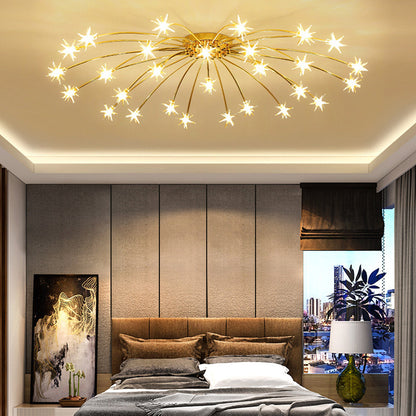 Semi Flush Mount Ceiling Light 24 Inch Glass & Metal LED Fixture for Bedroom Dining Room Contemporary Home Lighting