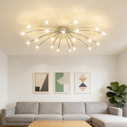 Semi-Flush LED Overhead Light Metal Glass 24-45 inch Diameter Adjustable Brightness Dining Room Living Room Bedroom Contemporary Home Ceilin