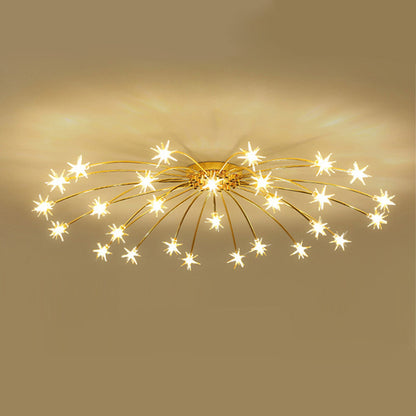 Semi-Flush LED Overhead Light Metal Glass 24-45 inch Diameter Adjustable Brightness Dining Room Living Room Bedroom Contemporary Home Ceilin