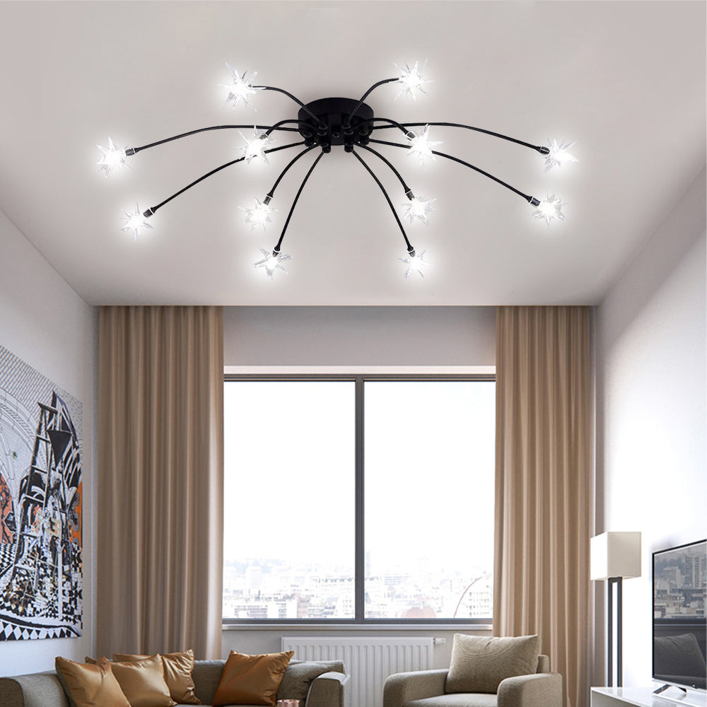 Semi-Flush LED Overhead Light Metal Glass 24-45 inch Diameter Adjustable Brightness Dining Room Living Room Bedroom Contemporary Home Ceilin