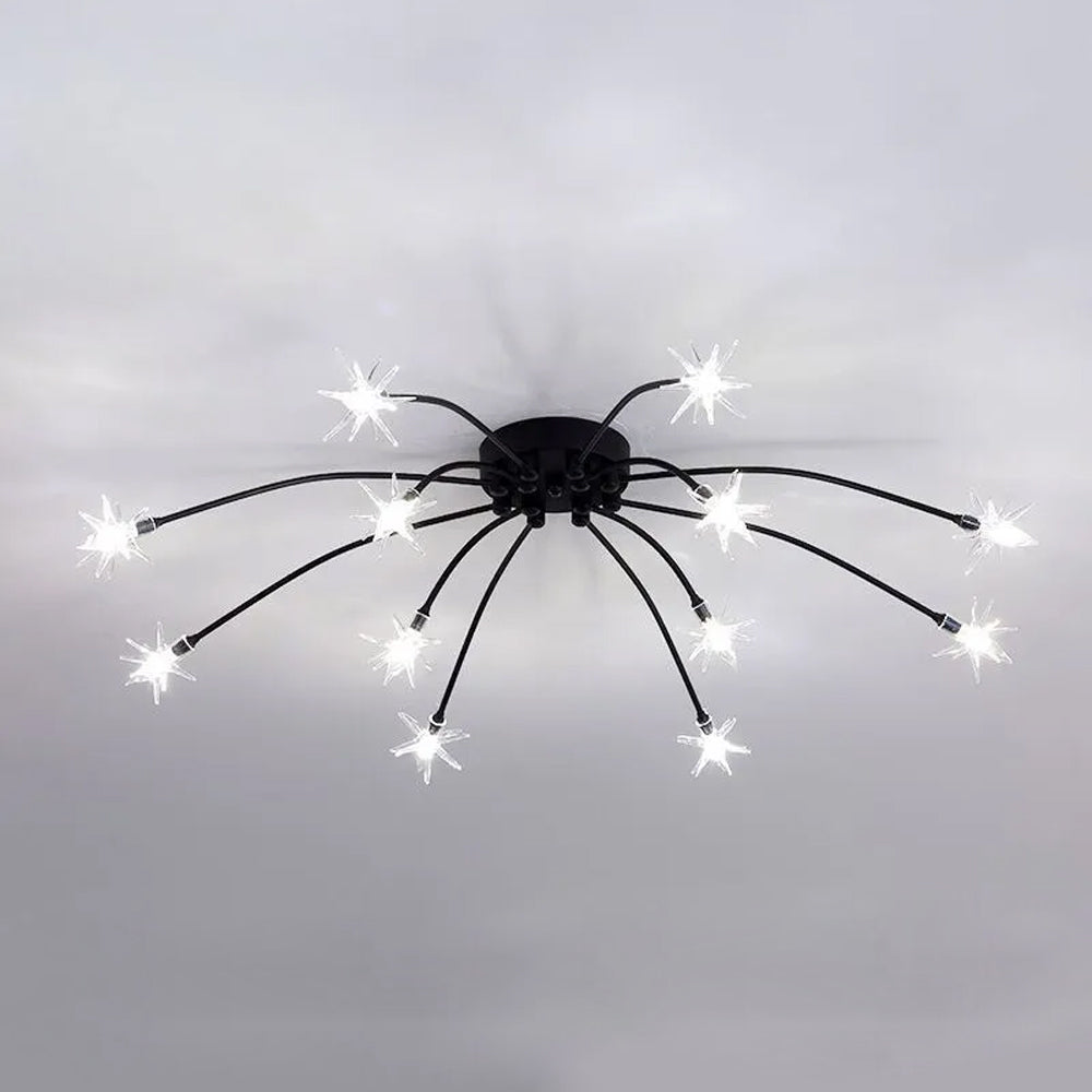 Semi Flush Mount Ceiling Light 24 Inch Glass & Metal LED Fixture for Bedroom Dining Room Contemporary Home Lighting