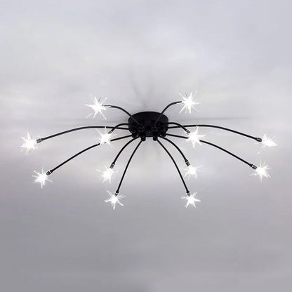 Semi-Flush LED Ceiling Light Metal & Glass 24-45 in Diameter for Bedroom Living Room Dining Room Modern Indoor Overhead Fixture 45W Integrat