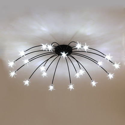 Semi-Flush LED Ceiling Light Metal & Glass 24-45 in Diameter for Bedroom Living Room Dining Room Modern Indoor Overhead Fixture 45W Integrat