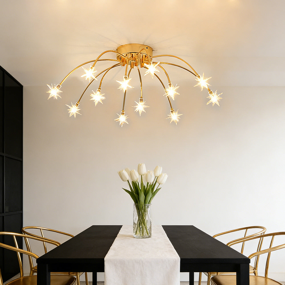 Semi-Flush LED Overhead Light Metal Glass 24-45 inch Diameter Adjustable Brightness Dining Room Living Room Bedroom Contemporary Home Ceilin