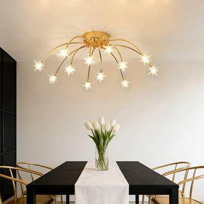 Semi-Flush LED Ceiling Light Metal & Glass 24-45 in Diameter for Bedroom Living Room Dining Room Modern Indoor Overhead Fixture 45W Integrat