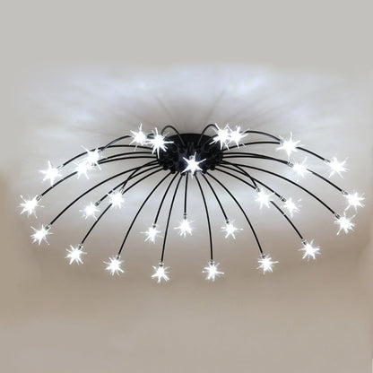 Semi Flush Mount Ceiling Light 24 Inch Glass & Metal LED Fixture for Bedroom Dining Room Contemporary Home Lighting