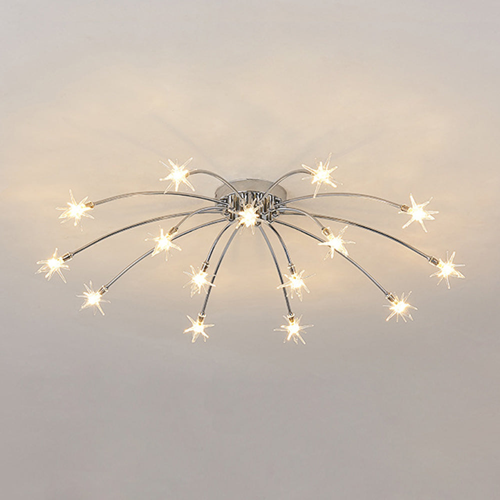 Semi-Flush LED Overhead Light Metal Glass 24-45 inch Diameter Adjustable Brightness Dining Room Living Room Bedroom Contemporary Home Ceilin