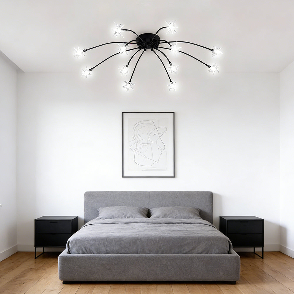 Semi-Flush LED Overhead Light Metal Glass 24-45 inch Diameter Adjustable Brightness Dining Room Living Room Bedroom Contemporary Home Ceilin