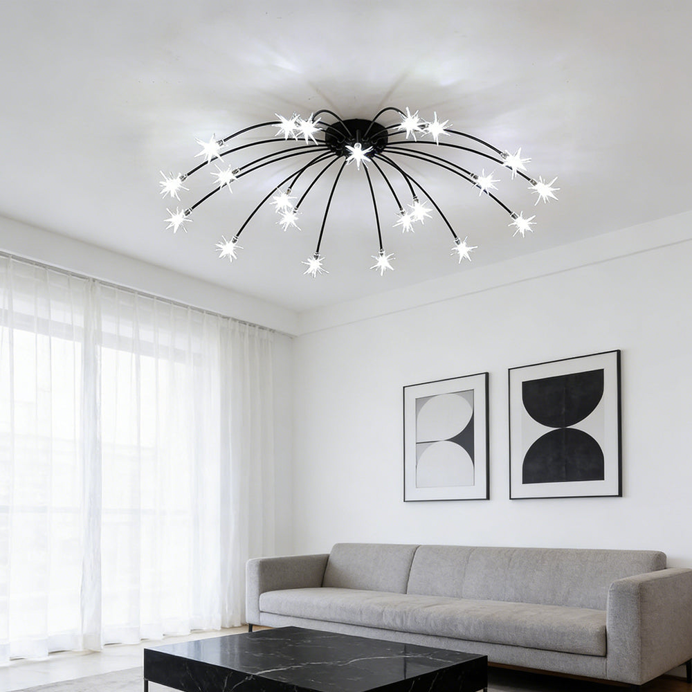Semi-Flush LED Overhead Light Metal Glass 24-45 inch Diameter Adjustable Brightness Dining Room Living Room Bedroom Contemporary Home Ceilin