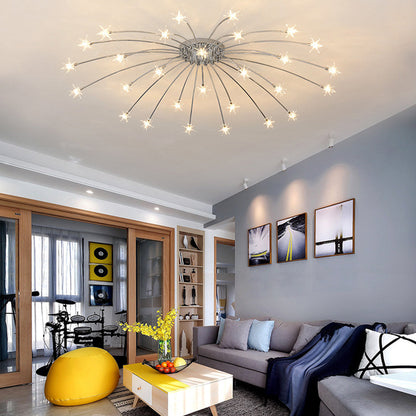 Semi-Flush LED Ceiling Light Metal & Glass 24-45 in Diameter for Bedroom Living Room Dining Room Modern Indoor Overhead Fixture 45W Integrat
