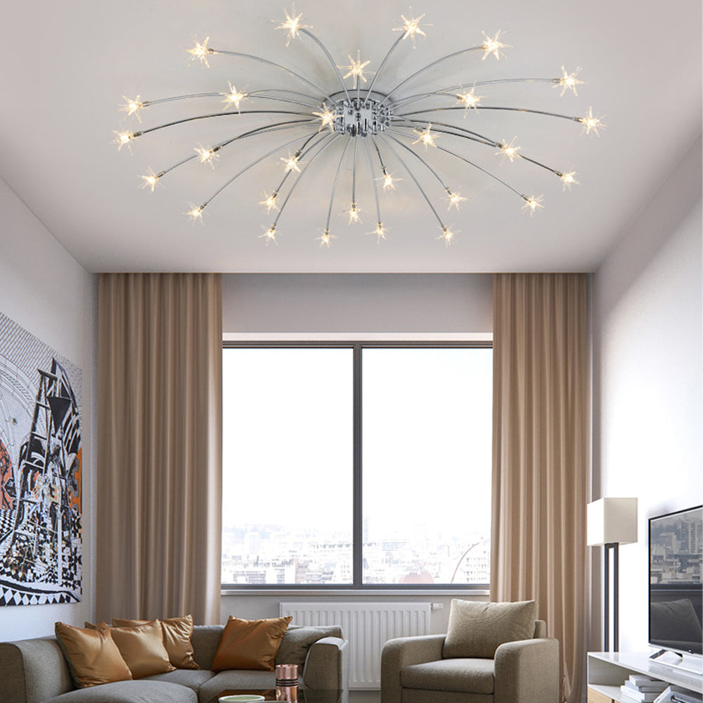 Semi-Flush LED Overhead Light Metal Glass 24-45 inch Diameter Adjustable Brightness Dining Room Living Room Bedroom Contemporary Home Ceilin