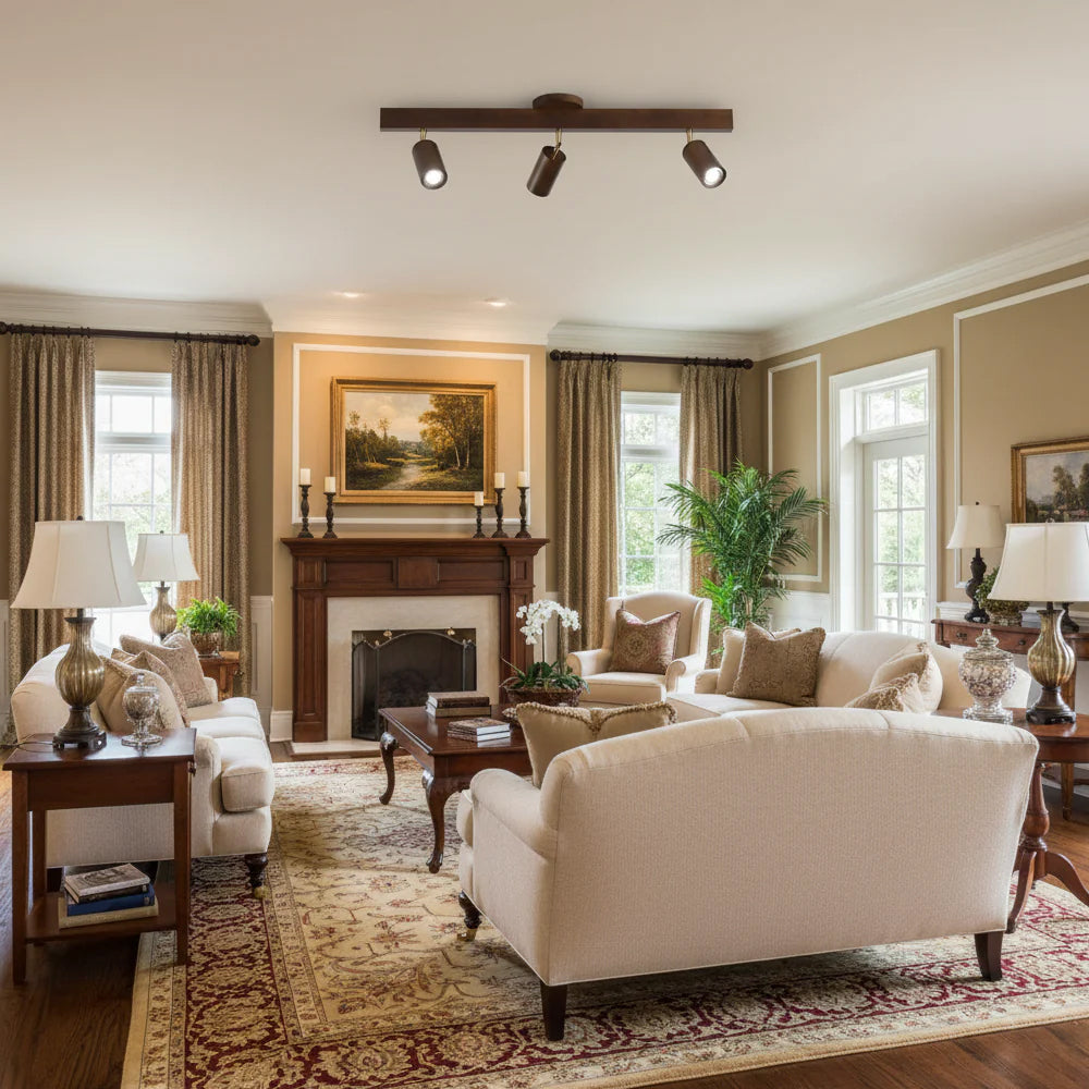 Adjustable LED Track Light Wood & Metal 39 in for Kitchen Dining Room Living Room Bedroom Modern Directional Ceiling Fixture