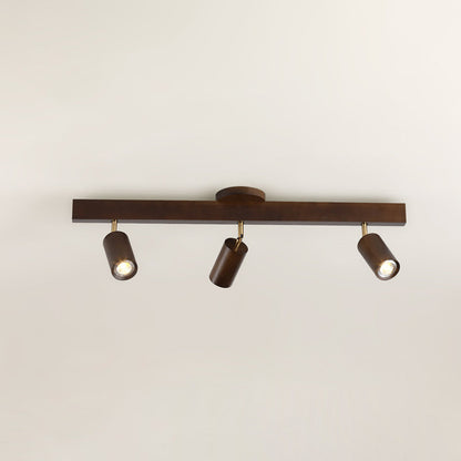 Wooden LED Track Lighting Fixture Natural Finish Adjustable Spots Ceiling Wall Mount Rail Light 7 to 47 Inch Modern Linear Spotlight Bar Din
