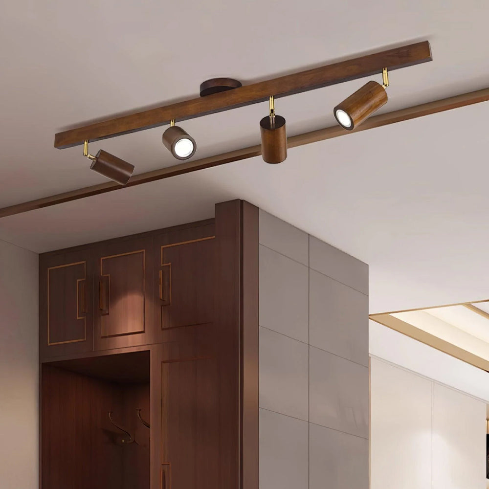 Adjustable LED Track Light Wood & Metal 39 in for Kitchen Dining Room Living Room Bedroom Modern Directional Ceiling Fixture