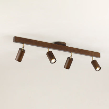 Wooden LED Track Lighting Fixture Natural Finish Adjustable Spots Ceiling Wall Mount Rail Light 7 to 47 Inch Modern Linear Spotlight Bar Din