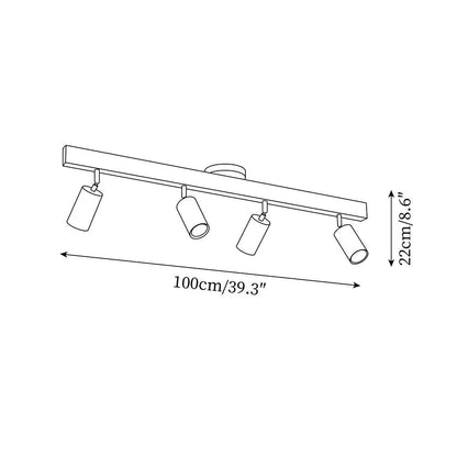 Wooden LED Track Lighting Fixture Natural Finish Adjustable Spots Ceiling Wall Mount Rail Light 7 to 47 Inch Modern Linear Spotlight Bar Din