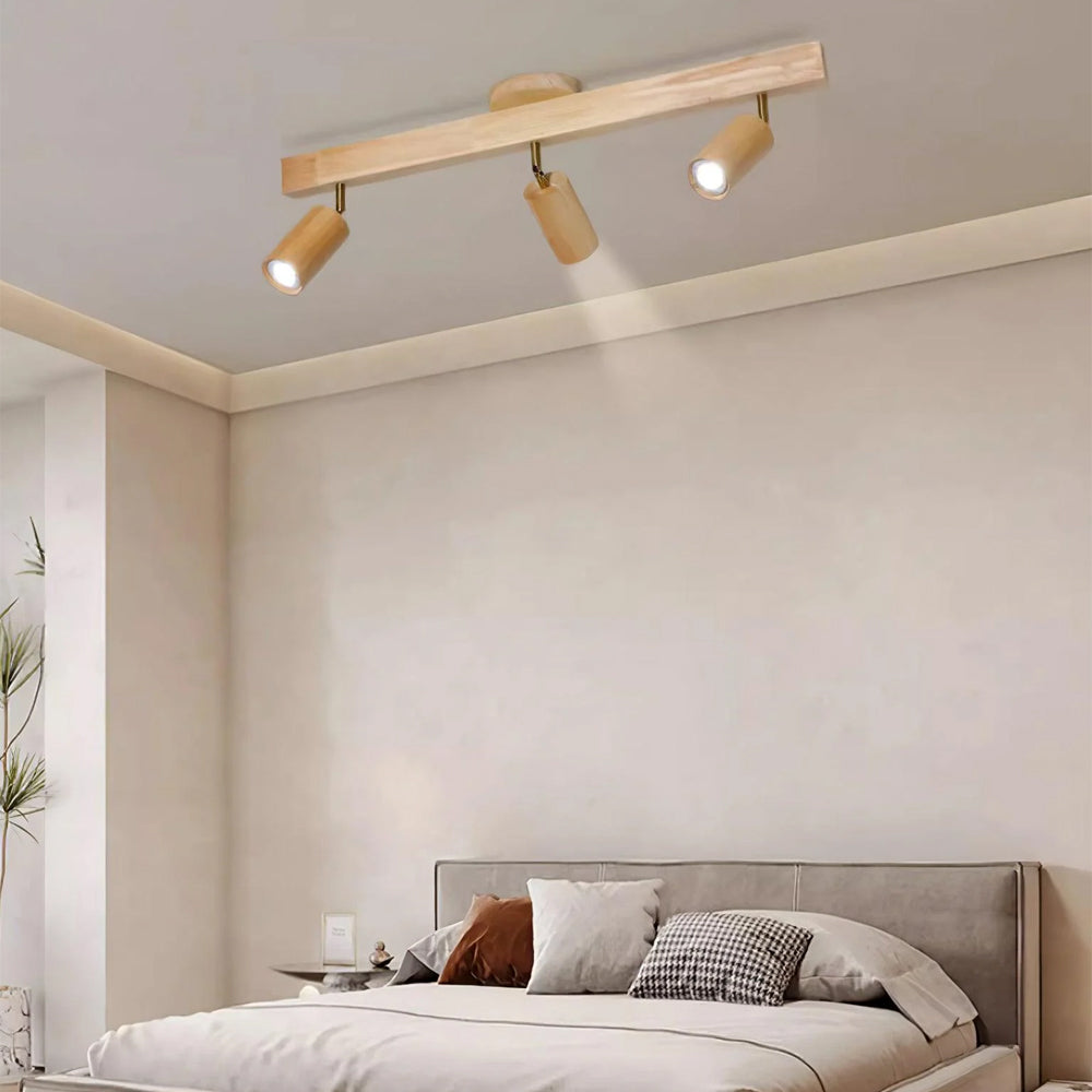 Adjustable LED Track Light Wood & Metal 39 in for Kitchen Dining Room Living Room Bedroom Modern Directional Ceiling Fixture