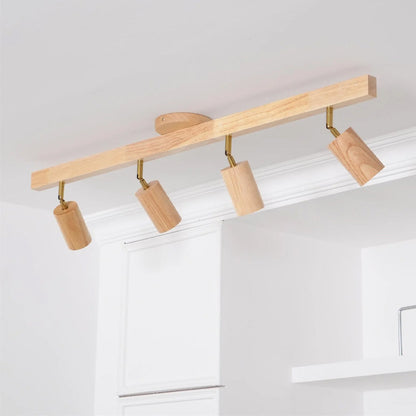 Adjustable LED Track Light Wood & Metal 39 in for Kitchen Dining Room Living Room Bedroom Modern Directional Ceiling Fixture